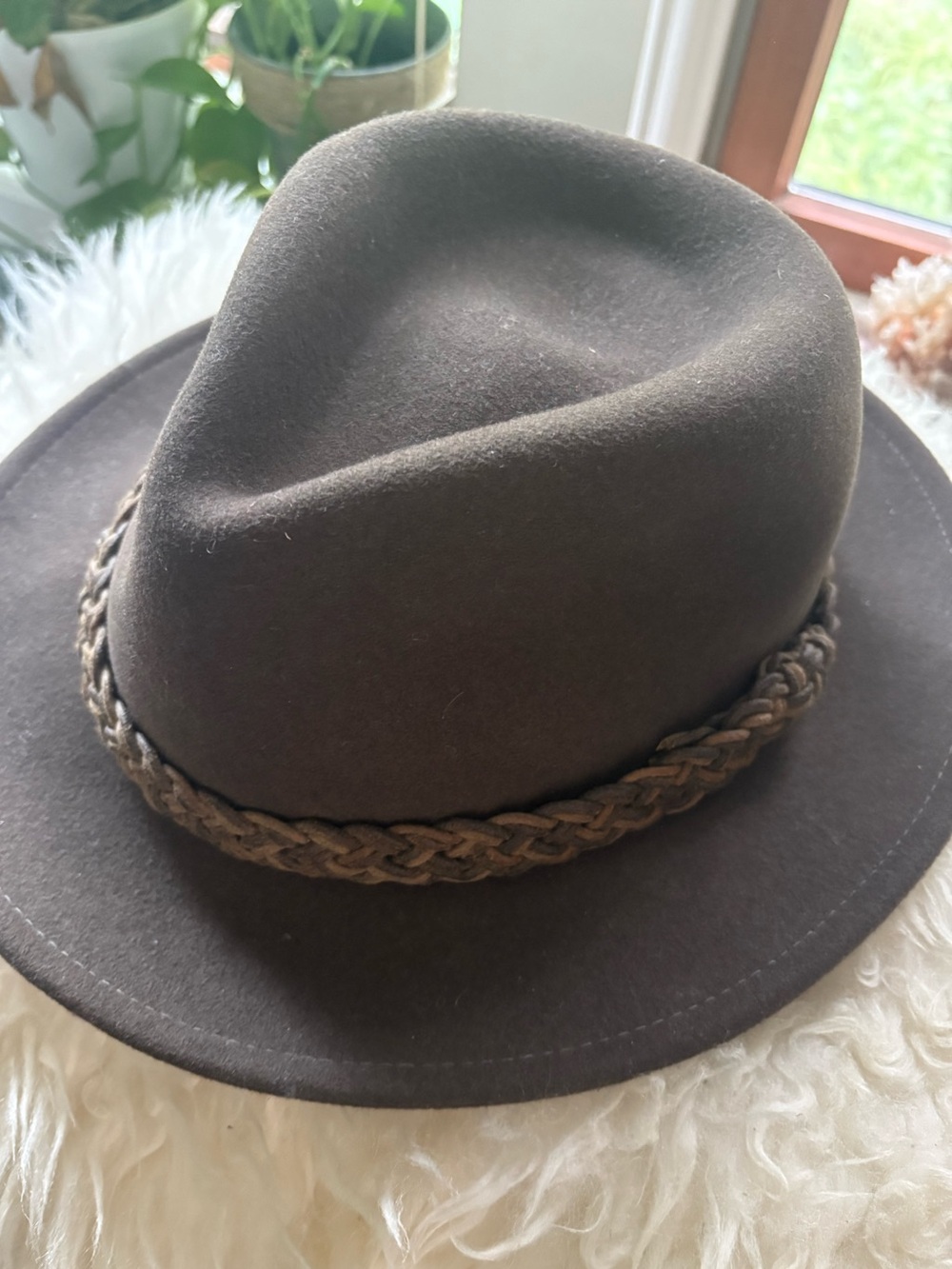 Vintage Grenadier Brown Wool Fedora by Goorin Bros. with Braided Band S